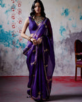 Purple Half And Half Sari With Blouse By KYNAH, Luxury Indian Fashion & Bridal Wear