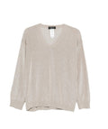 Fabiana Filippi V-Neck Long-Sleeve Sweater — Beige