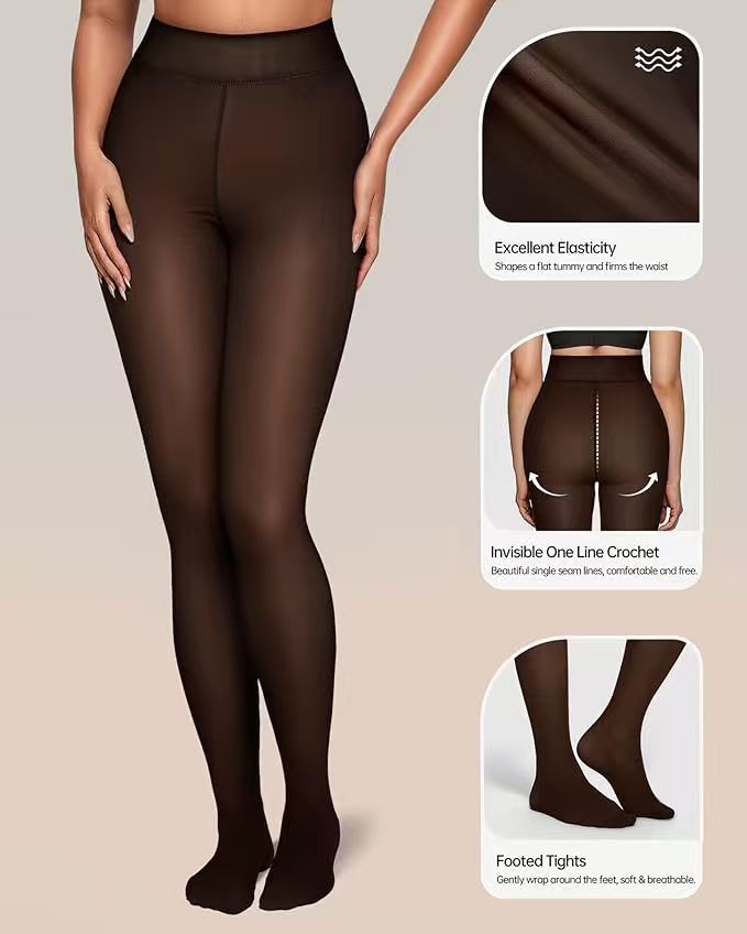 High Waist Fleece Lined Winter Thermal Pantyhose