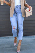 High Rise Distressed Ripped Skinny Jeans