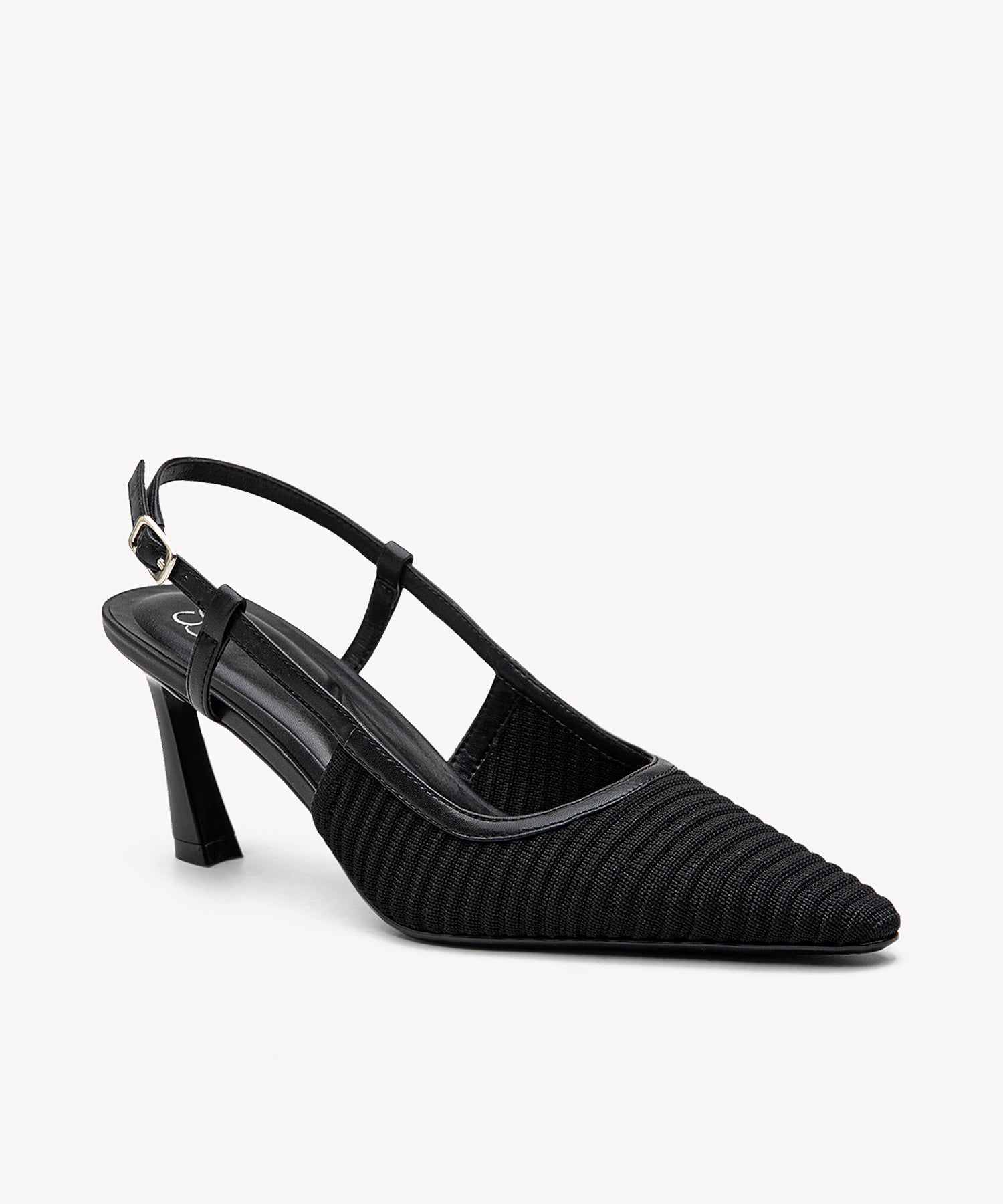 Minimalist Weave Pointed Toe Heeled Slingback - Black / US 7 | EU 37.5 | UK 5