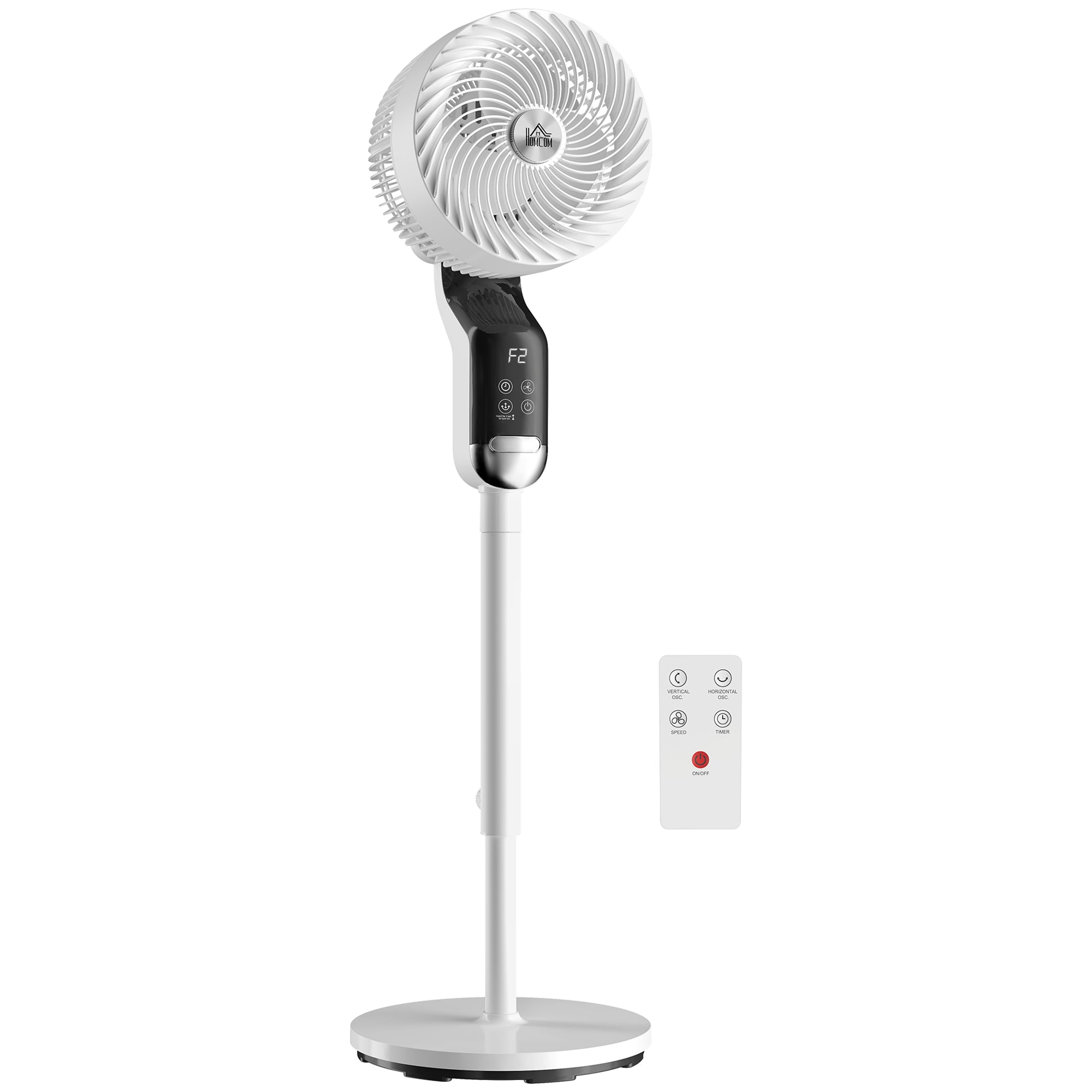 41" Silent Pedestal Fan with Remote, 8 Speeds, 85° Oscillation, 12H Timer, White