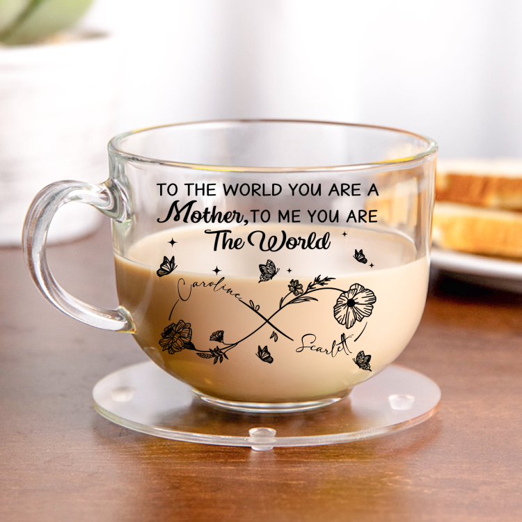 Personalizada Madre Kid Infinito Mes de Nacimiento Flores 16 oz Vaso de cristal transparente con asa y nombre Día de la Madre Regalo de cumpleaños para mamá abuela