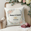 Almohada Funda Bordada Personalizada con Nombre y Fecha Aniversario de Boda Regalo para Parejas Recién Casados
