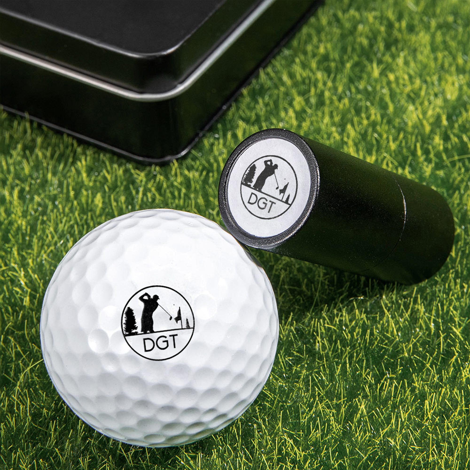 Sello personalizado para pelota de golf con inicial en monograma a color con caja de almacenamiento regalo de cumpleaños para golfistas