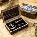 Set de joyería personalizado Estrella del Norte con piedra de nacimiento y texto Traje formal Regalo de boda esencial para padrino de boda