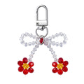 Clear Beaded Bow Red Flower Strap