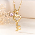 Personalizado Dainty Heart Key Necklace con Birthstone Initial Christmas Valentine's day Birthday Anniversary Gift for Women Girlfriends Wives