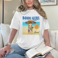 Libro Personalizado Niña Verano Playa Caricatura Personaje 100% Algodón Camiseta con Nombre Vacaciones Viaje Cumpleaños Regalo para Mujer