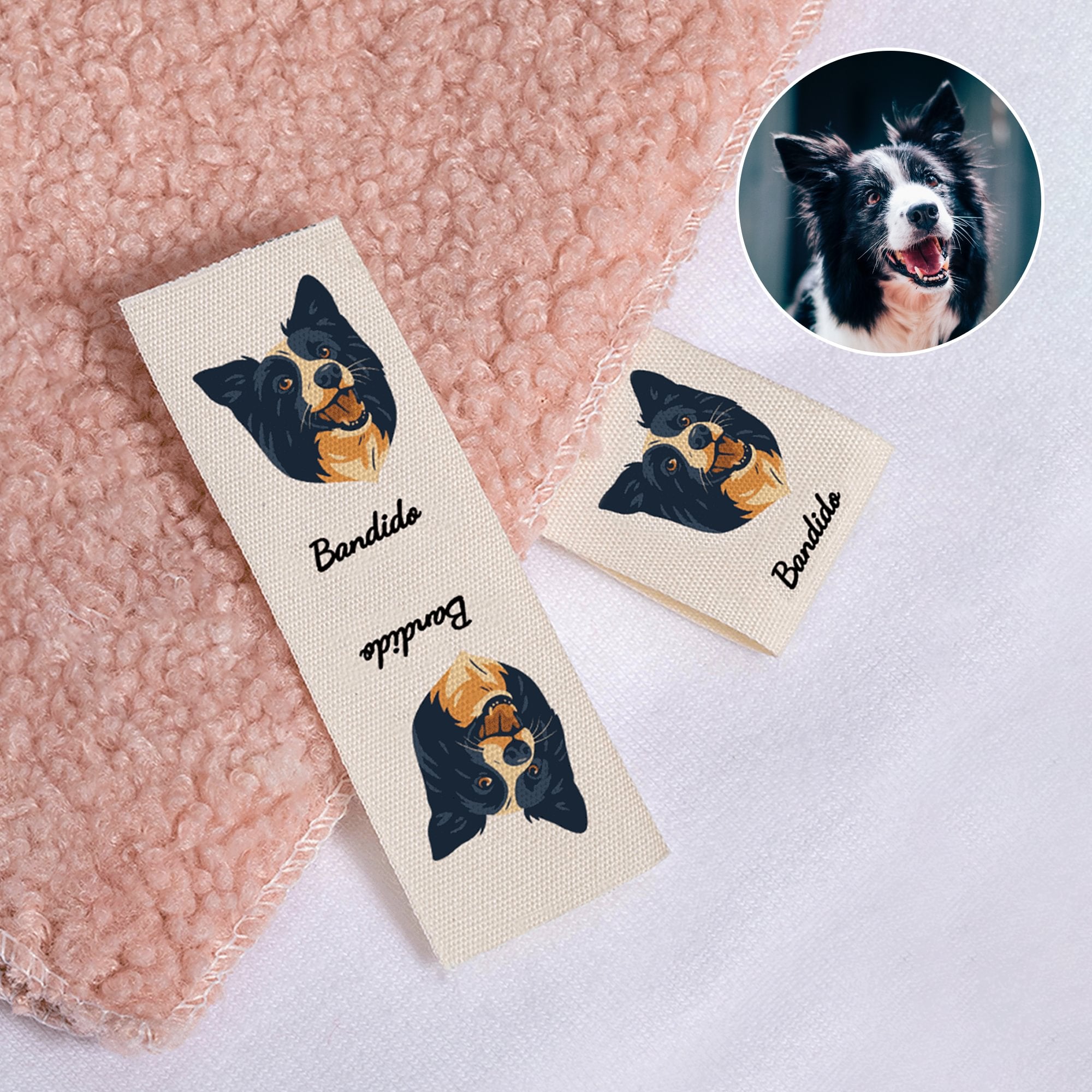 Juego de 10 etiquetas de algodón personalizadas con el nombre de una mascota de dibujos animados para regalar a los amantes de las mascotas de las manualidades de punto.
