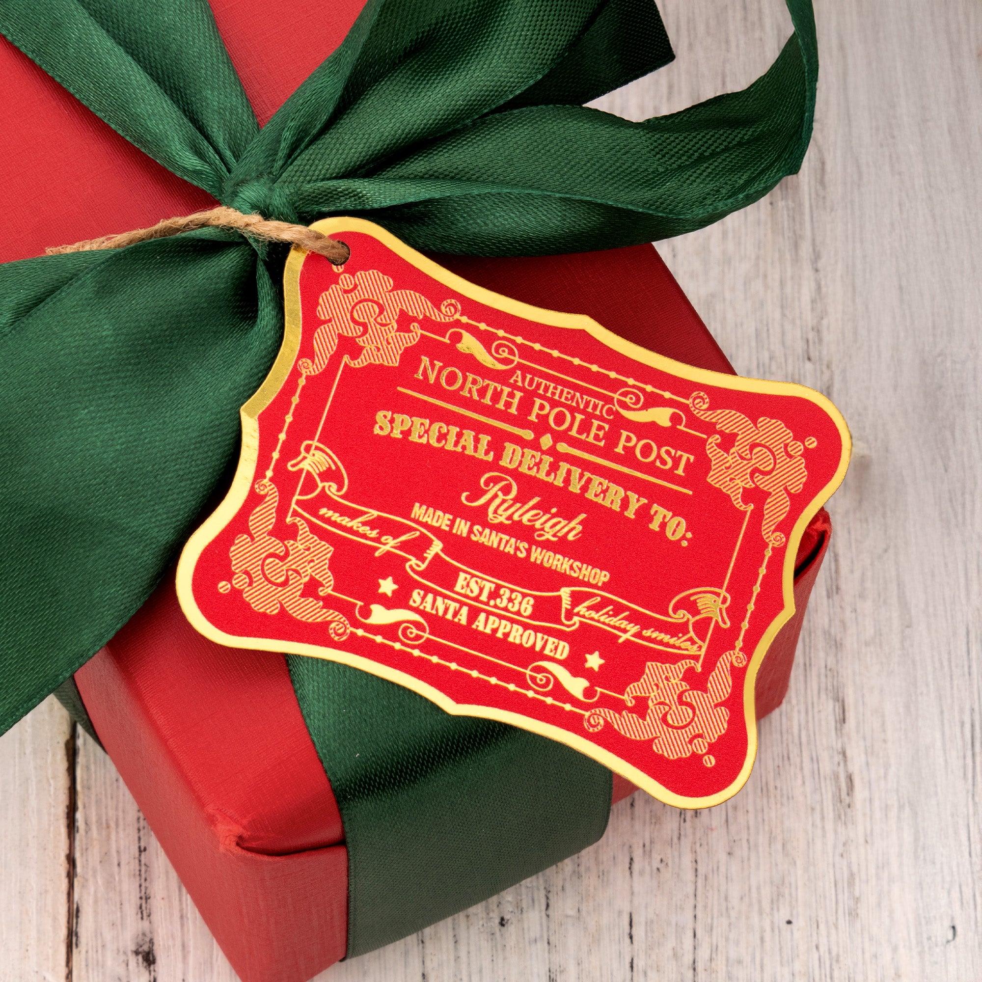 Personalizado Santa Claus Vintage Postal Estilo Polo Norte Post Tag con Nombre Regalo Decoración Fiesta de Navidad Favor para la Familia Amigos