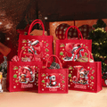 Personalizado lindo pingüino reno hombre de pan de jengibre reutilizables bolsa de yute rojo de regalo con la inicial y el nombre de Navidad regalo de la fiesta para los niños de la familia