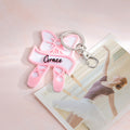 Llavero personalizado con nombre para zapatillas de ballet con lazo multicolor Regalo de cumpleaños para bailarina
