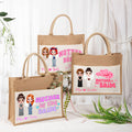 Personalizada Madre de la Novia Personajes de dibujos animados reutilizables Bolsa de yute grande con nombre Boda Aniversario Regalo para Mujeres Novia Mamá