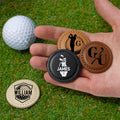 Silueta de golf personalizada Monograma Marcador magnético de bolas de golf de cuero de PU con inicial y nombre Club Cumpleaños Día del Padre Regalo para amantes del golf