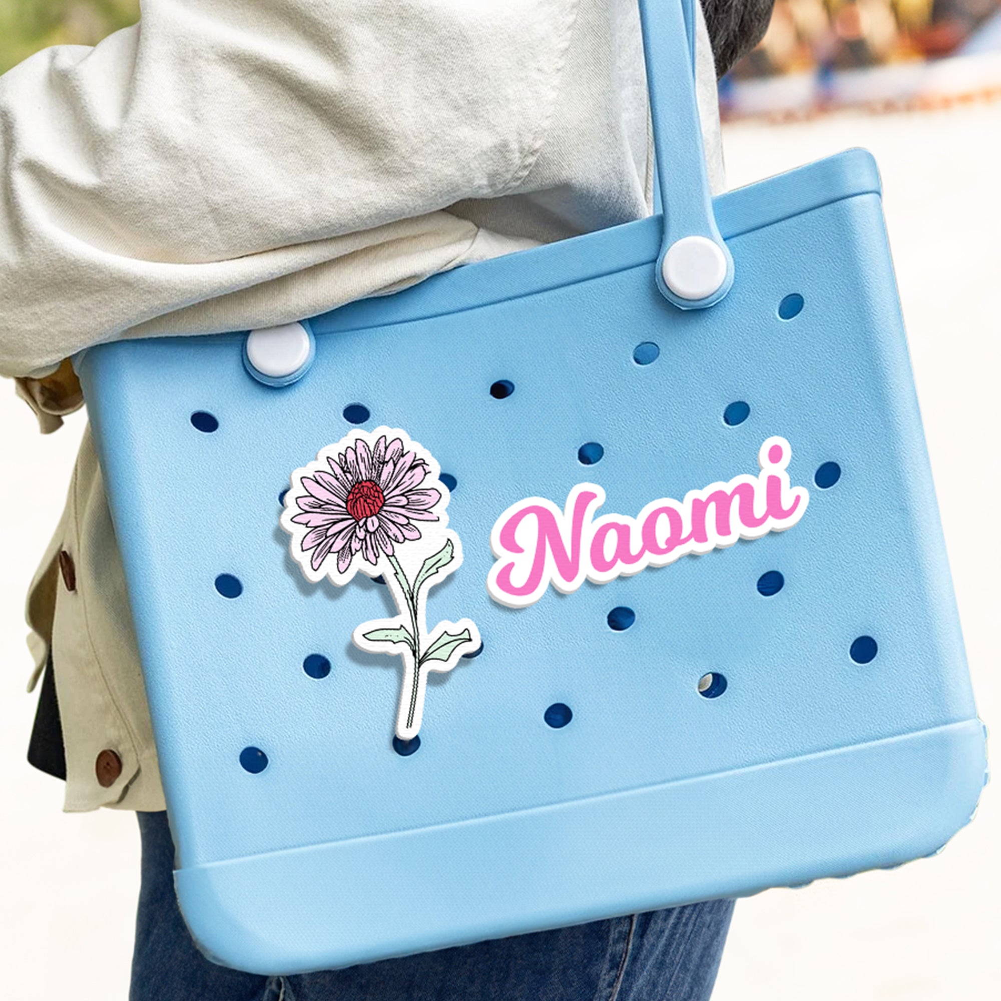 Personalizada Nacimiento Flor Nombre Bolsa de acrílico Charm Accesorios para Bogg Cumpleaños Regalo para Amigos Familia