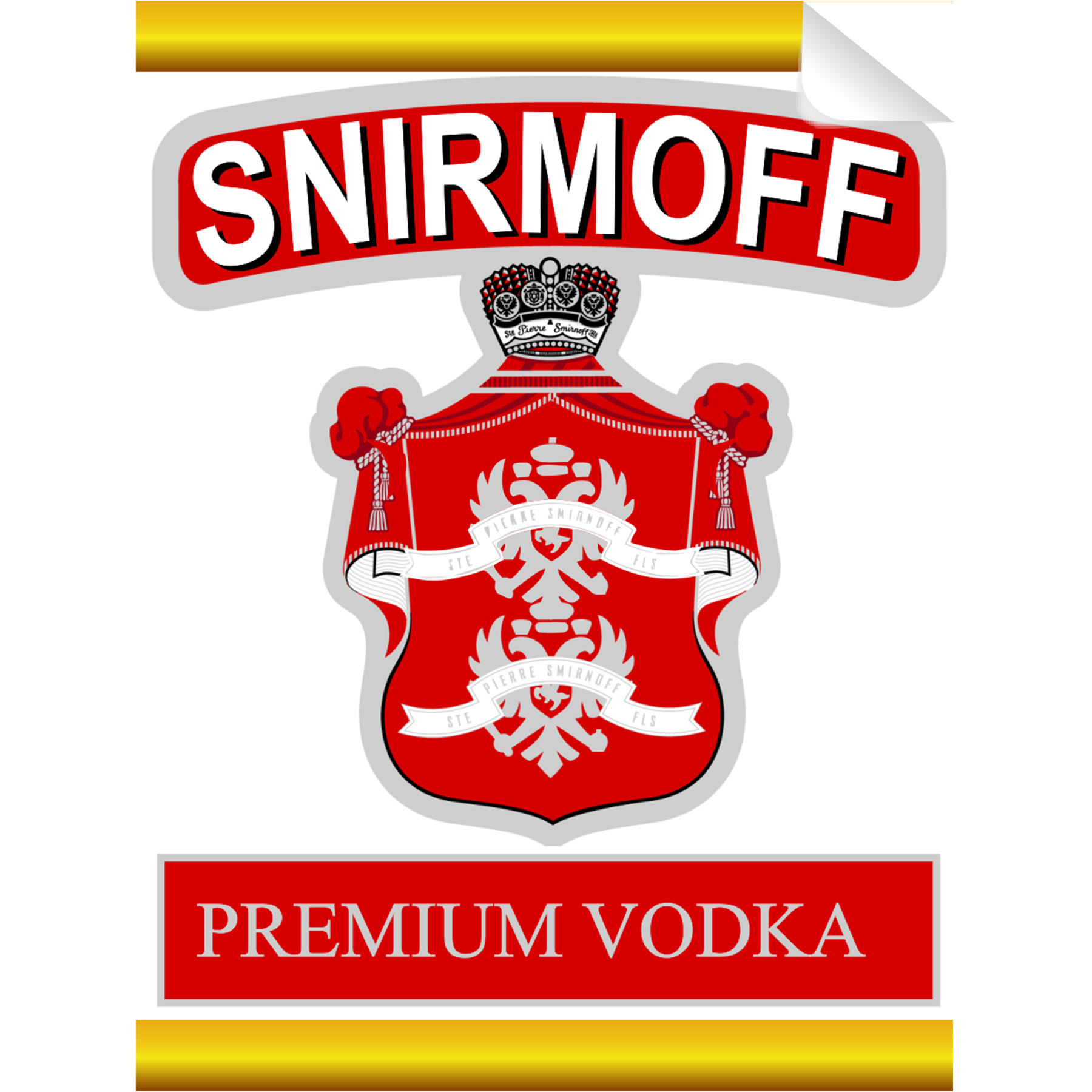 Snirmoff Vodka Single Self Adhesive Label - License and Royalty Free for Film Use By Prop Money Inc.