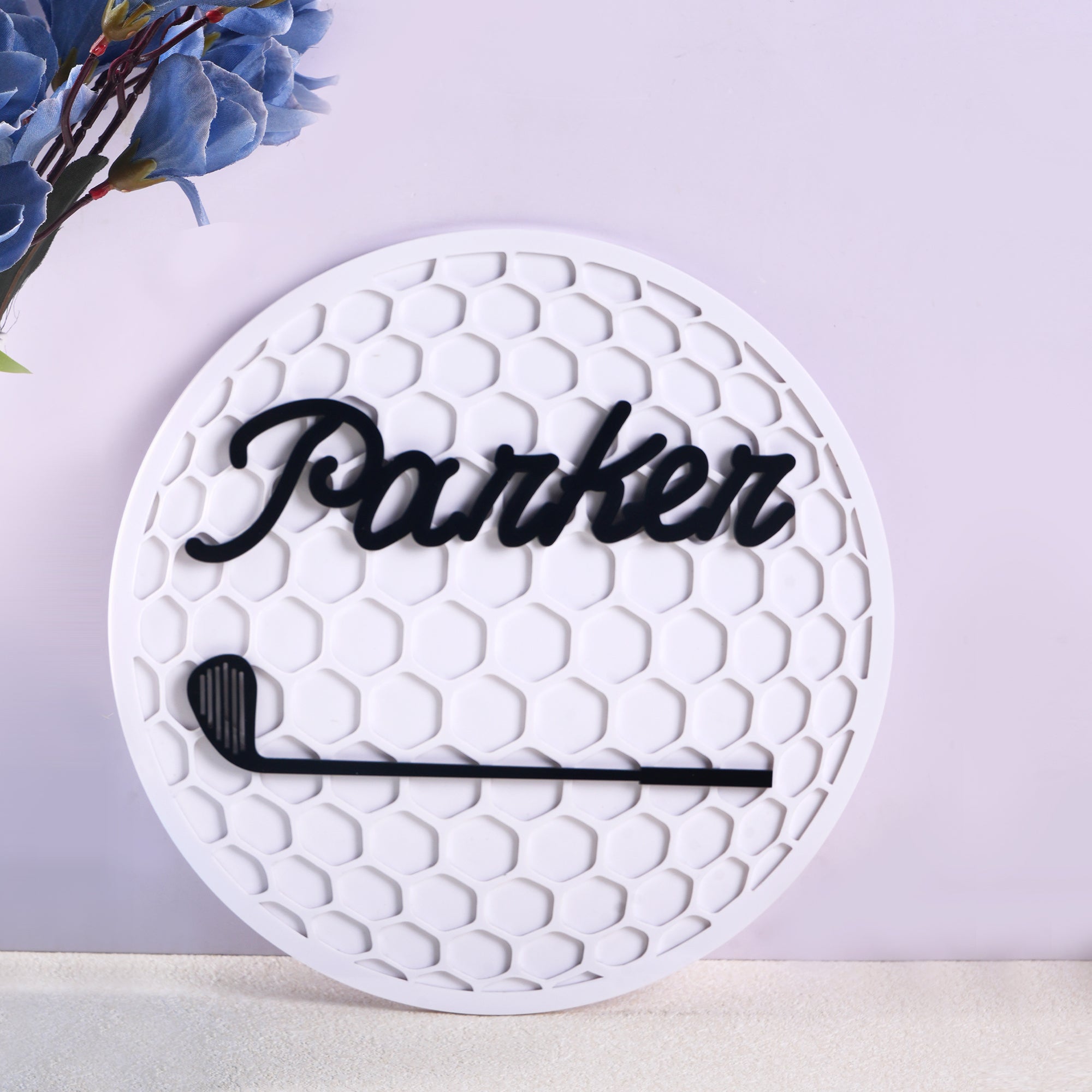 Pelota de golf personalizada Nombre de acrílico Señal de pared Decoración Club de Competición Souvenir Regalo de cumpleaños para los amantes del golf