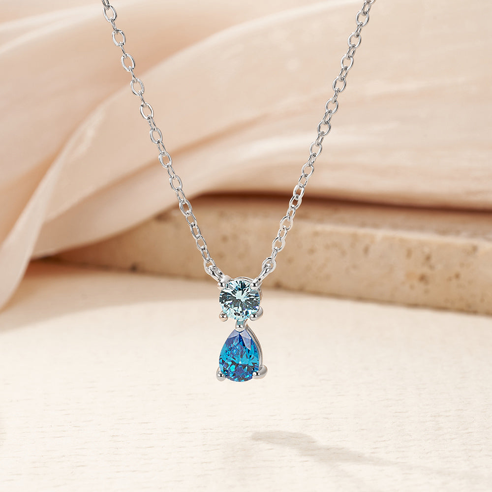 Personalizada Delicado collar de piedra de nacimiento lágrima Joyería con Encanto Cumpleaños Aniversario Día de la Madre de regalo para las mujeres
