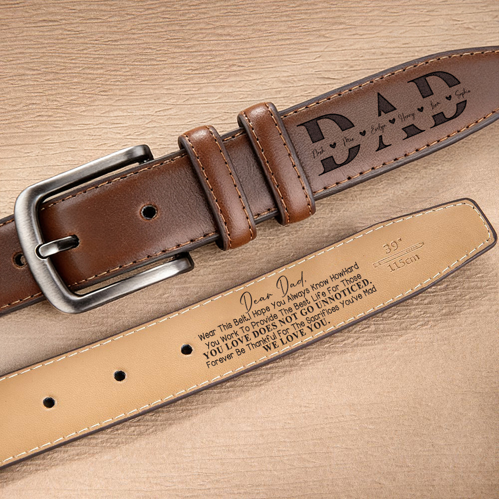 Personalizado Papá Patrón 1-6 Nombres Cinturón de Cuero de los hombres con el título grabado Cumpleaños Día del Padre Regalo para el Padre Esposo