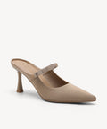 GraceLithe Bow Pointed Toe Heeled Mule - Apricot / US 7.5 | EU 38 | UK 5.5