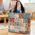 Bolsa grande de parches florales personalizada con nombres para uso diario Regalo de cumpleaños para mujeres en el Día de la Madre