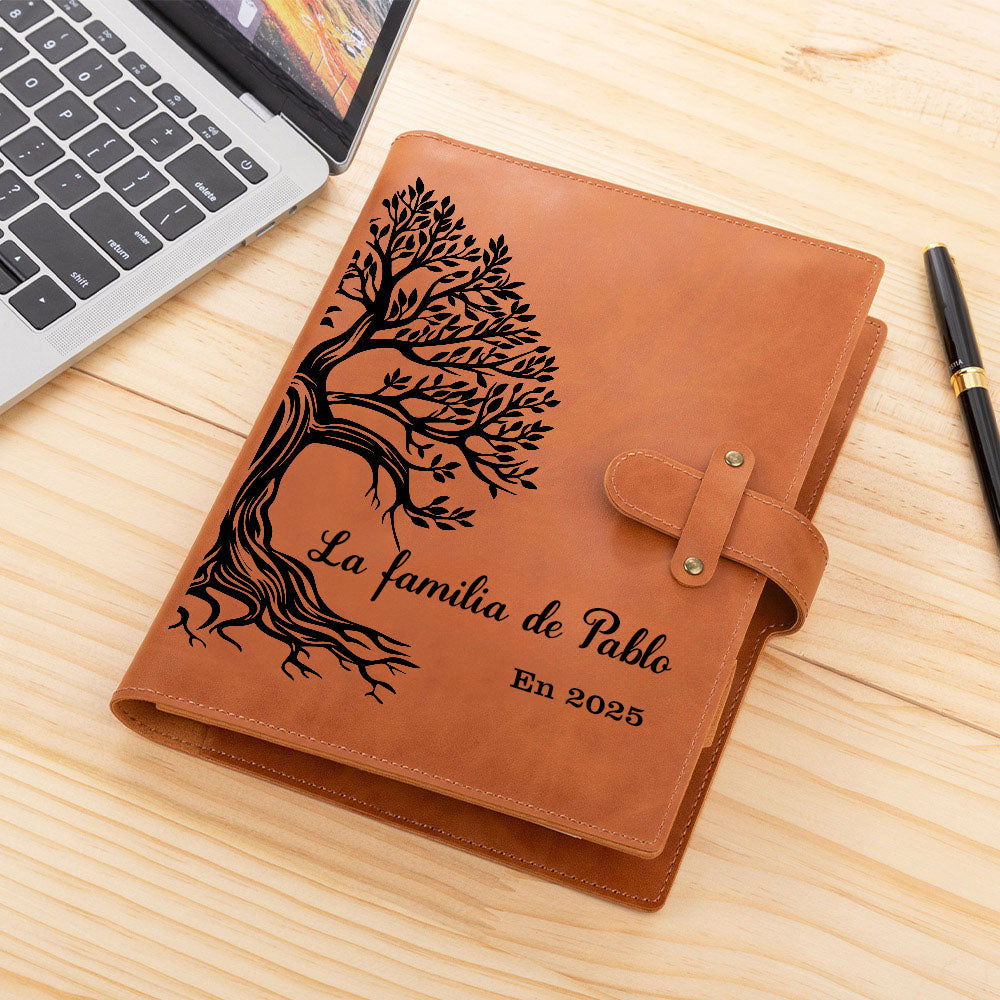 Funda de cuaderno A5 personalizada de cuero PU con nombre y diseño de árbol de vida regalo del Día de la Madre o cumpleaños para familiares