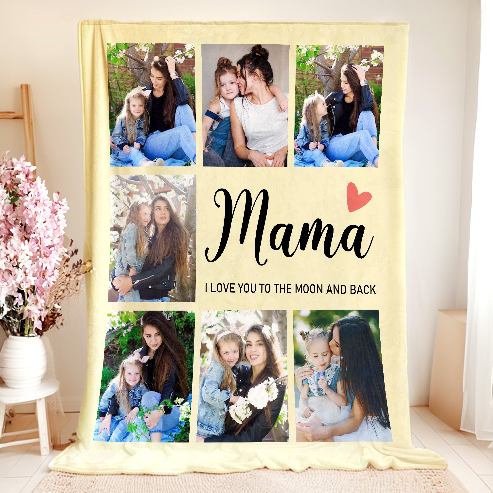 Manta Suave Personalizada 7 Fotos con Apodo y Texto Decoración del Hogar Regalo del Día de la Madre para Mamá Abuela