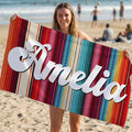 Toalla de playa personalizada de microfibra de secado rápido estilo azteca con nombre Fiesta en la playa Regalo navideño para familiares y amigos