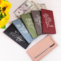 Línea Personalizada Nacimiento Flor Billetera Plegada Larga con Nombre y Compartimentos Cumpleaños Día de la Madre Día de la Abuela Regalo para Mujer