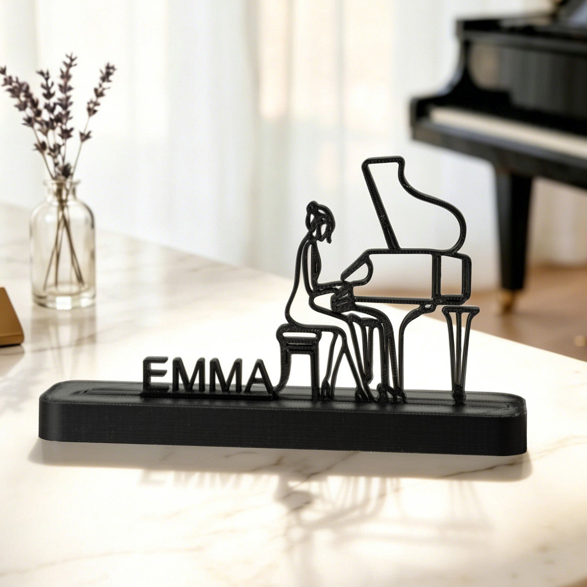Personalizado Multicolor Piano Silueta Adorno con Nombre Decoración para el Hogar Día del Maestro Apreciación Cumpleaños Regalo para Pianista Profesor de Música Amante
