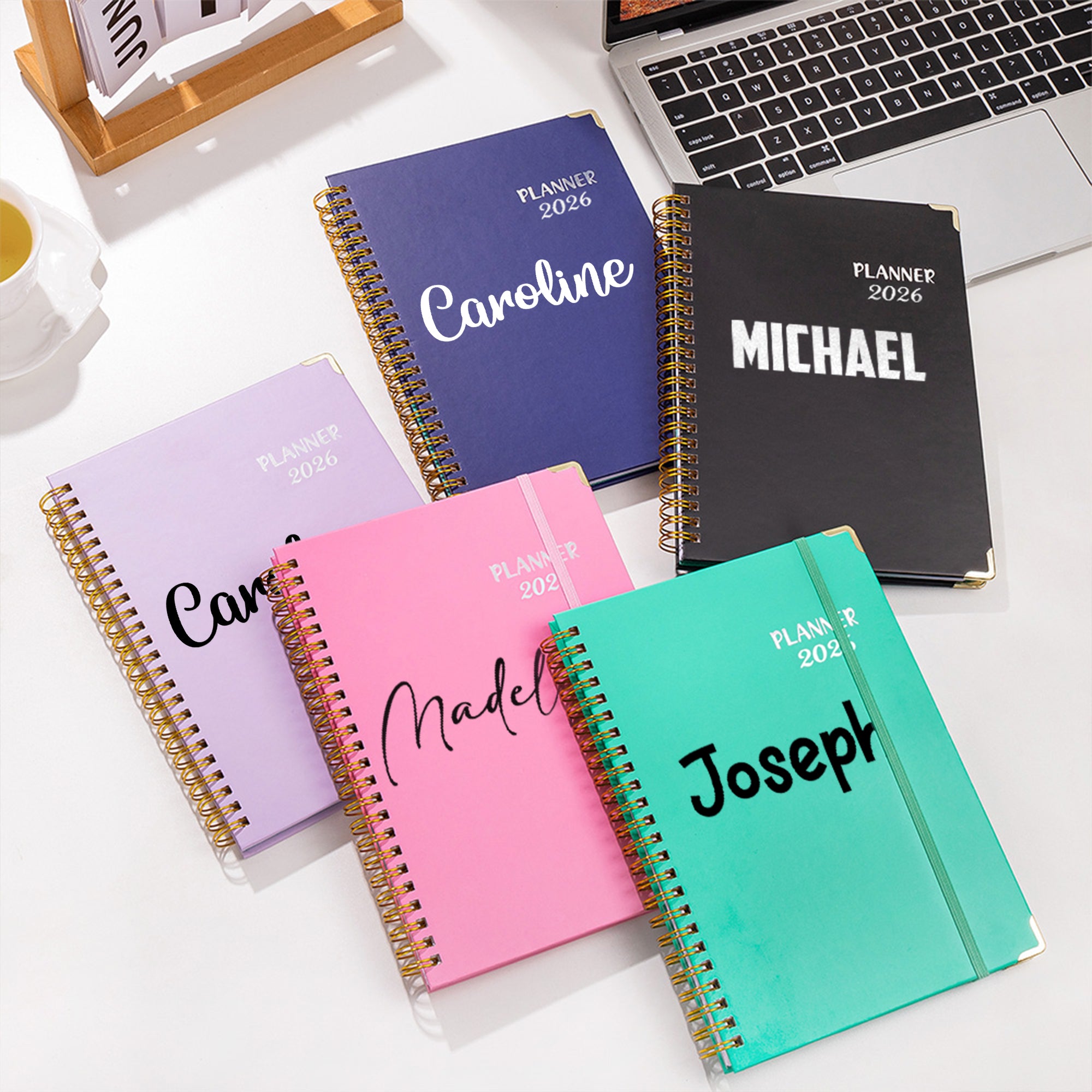 Nombre personalizado 2026 Planificador Cuaderno A5 con páginas de planificación semanal mensual y pestañas Regalo de cumpleaños de Año Nuevo para Colegas Amigos