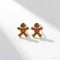 Personalizado Romantasy Birthstone Gingerbread Man Stud Earrings Christmas Birthday Anniversary Gift for Woman