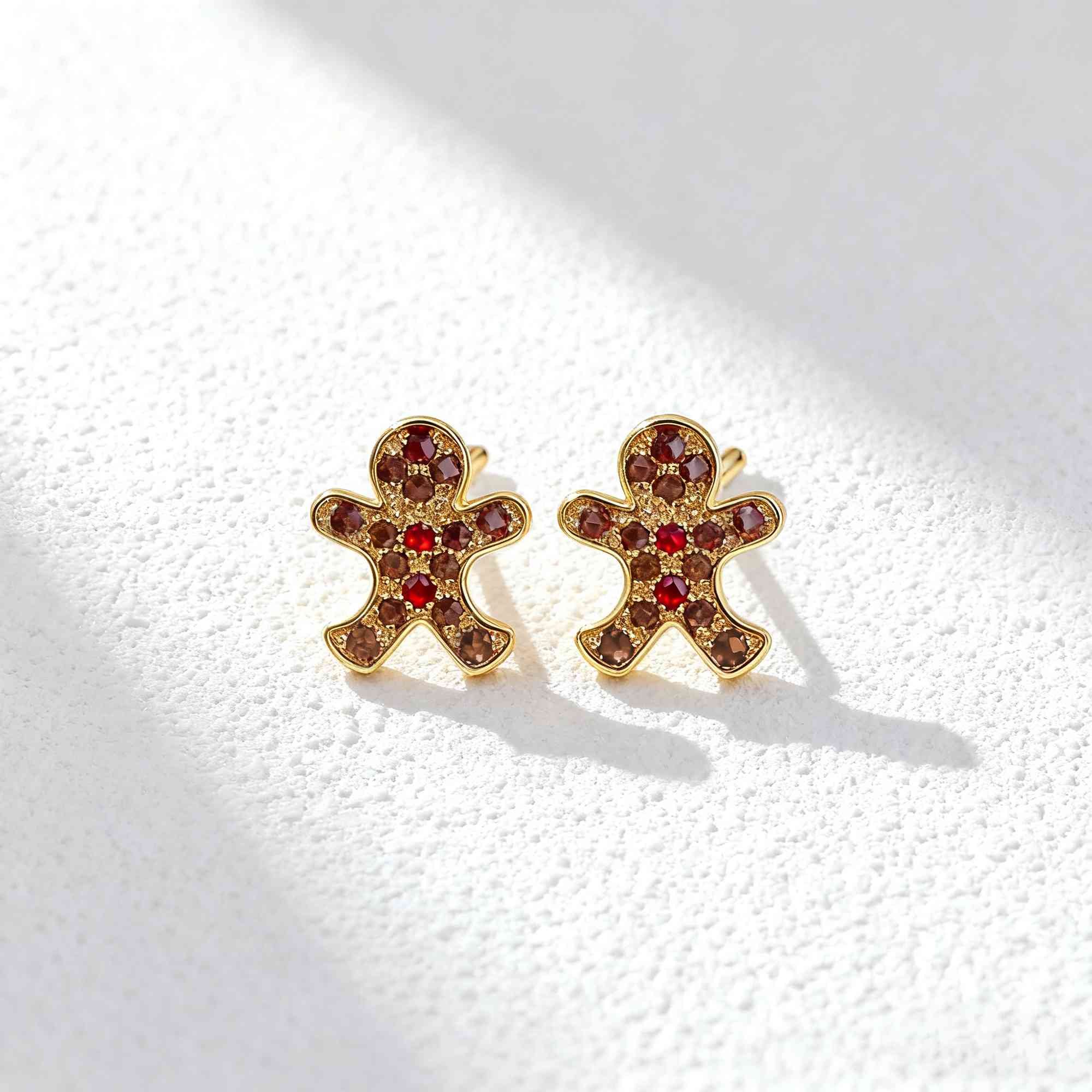 Personalizado Romantasy Birthstone Gingerbread Man Stud Earrings Christmas Birthday Anniversary Gift for Woman