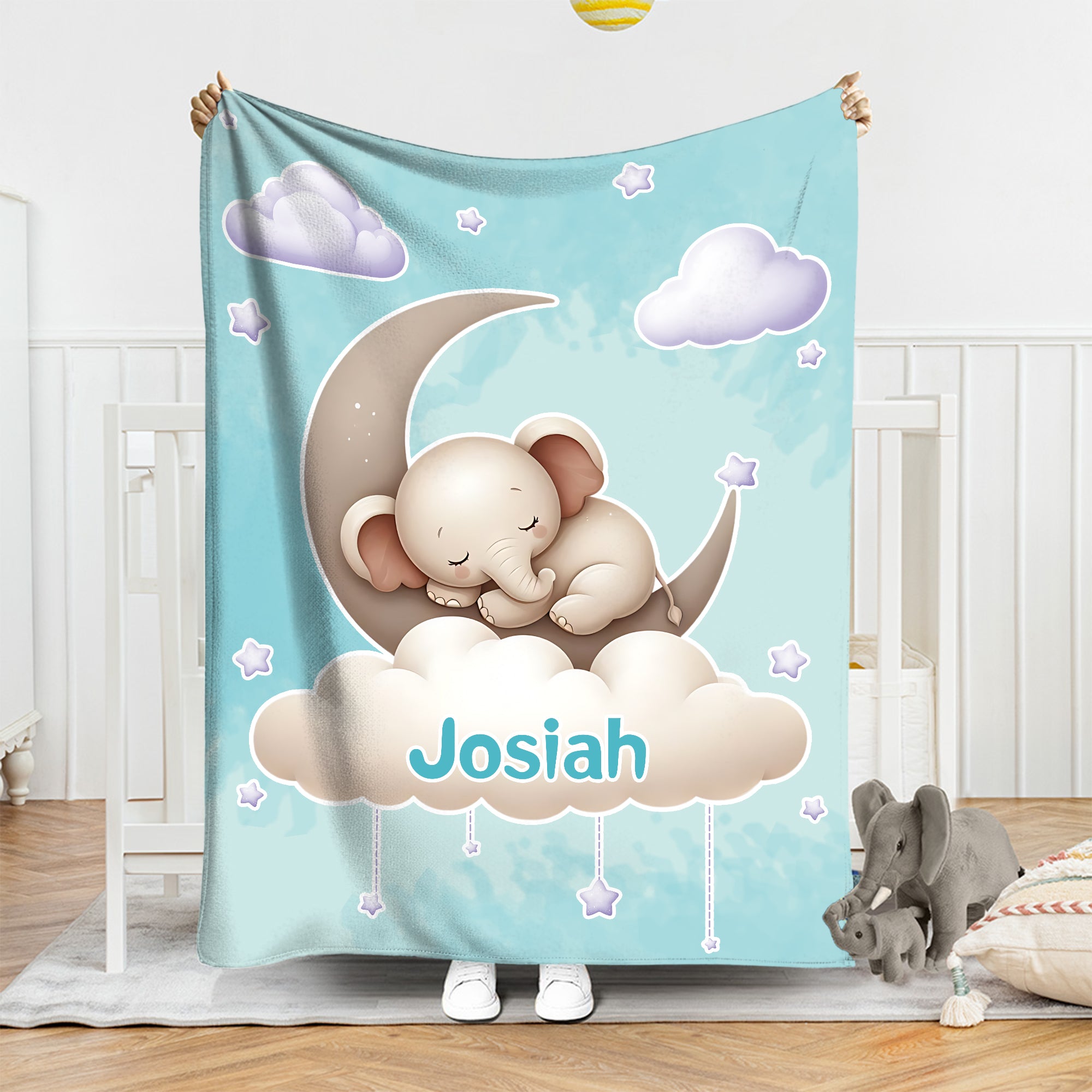 Personalizado Luna Nube Estrella Lindo Dibujos animados Dormir Animal Suave manta con nombre Decoración del hogar Cumpleaños Regalo de Navidad para los niños