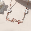 Personalizado collar de la piedra de nacimiento de la flor de la cáscara con el nombre Dainty Joyería Cumpleaños Aniversario Regalo de Navidad para las mujeres