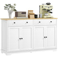 Modern Sideboard Buffet Cabinet w/ Storage Drawers & Adjustable Shelves, White