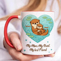 Taza de cerámica con nombres y posavasos Personalizada Nutria de dibujos animados Madre e hijo Regalo del Día de la Madre para Mamá Abuela