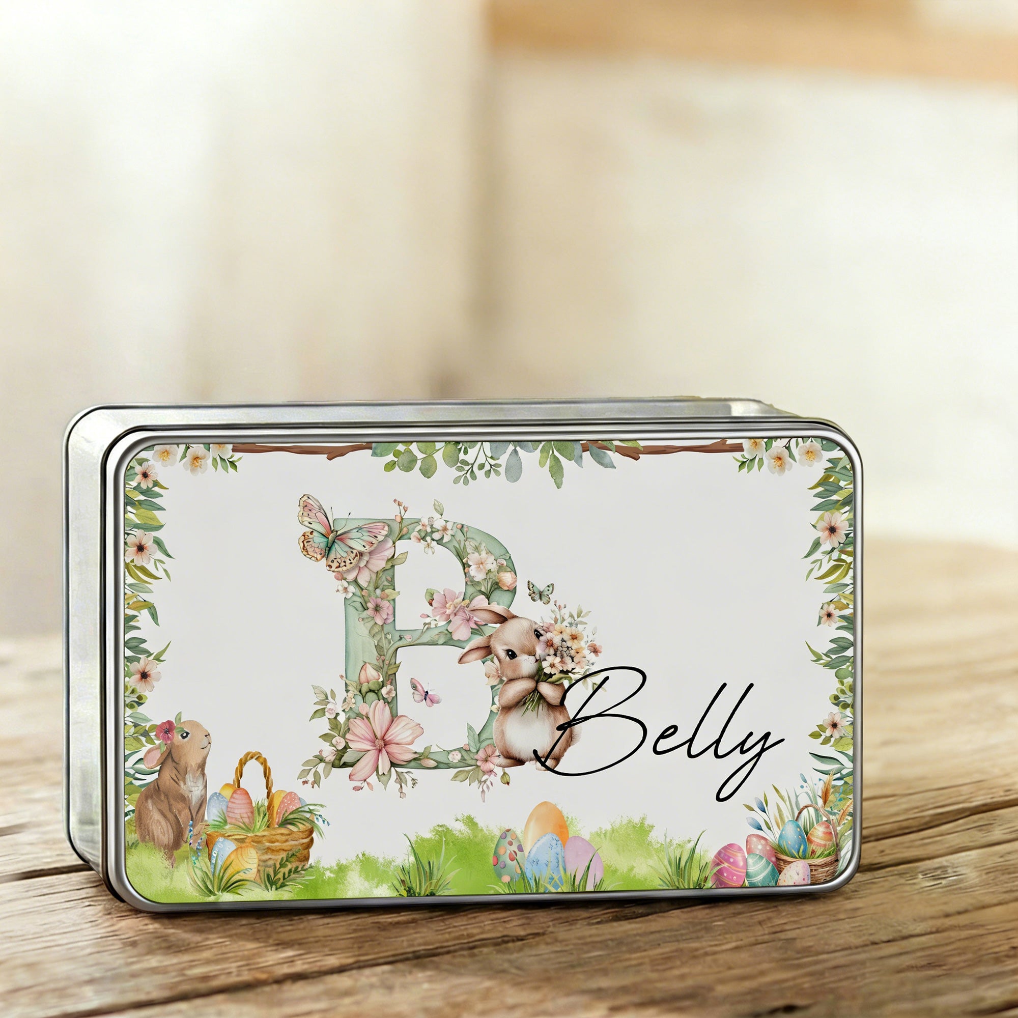Conejito de Pascua personalizado con nombre e inicial Regalo de Pascua para niños