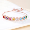 Personalizado 1-12 Cubo de Azúcar en forma de Birthstones pulsera ajustable con circón Aniversario Cumpleaños Regalo de Navidad para las mujeres mamá abuela