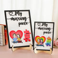 Personalizado My Missing Piece Cartoon Character Heart Rainbow Wooden Frame Painting with Names Valentine's Day Anniversary Gift for Couple