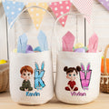 Huevo de Pascua personalizado Personaje de dibujos animados Conejito reutilizable Cesta de Pascua con nombre e inicial Fiesta de Pascua Favor Huevos de Caza Regalo para niños