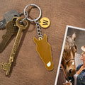 Llavero personalizado de silueta de marca facial de caballo con letra Regalo de aniversario del día del juego para el amante de los caballos