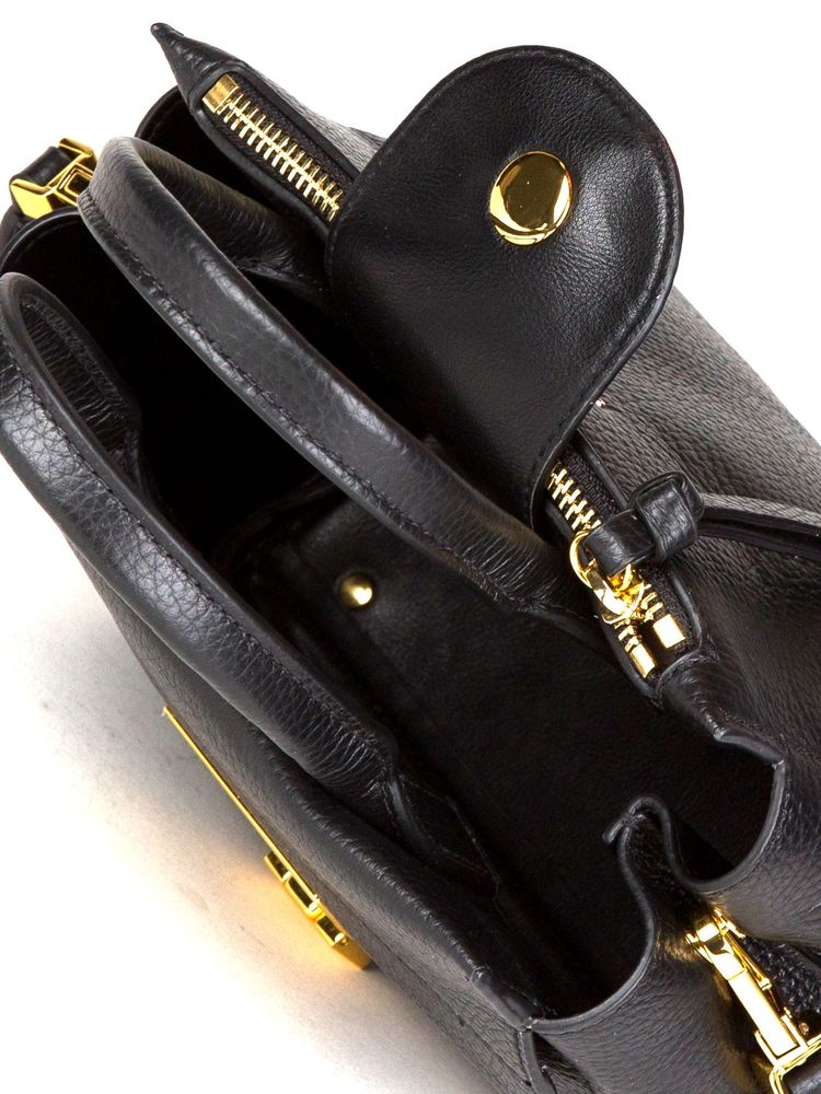 Coccinelle Grained Cowhide Leather Top Handle Bag — Black