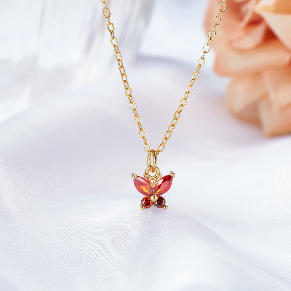 Collar Personalizado de Mariposa con Piedra de Nacimiento Dije de Buena Suerte Joyería Cumpleaños Aniversario Día de la Madre Regalo para Mujer