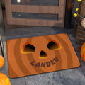Alfombrilla antideslizante personalizada con cara de calabaza y nombre Decoración para el hogar Regalo de Halloween para familiares y amigos