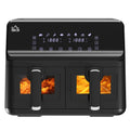 8L Dual Air Fryer, 8-in-1 Air Fryer Oven with Visible Window, 2500W, Sync Finish, Sliver