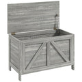 Farmhouse Lift Top Box Organizer with Safety Hinge for Bedroom, Gray Wood Grain