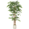 180cm Artificial Ficus Tree with Solid Wood Trunk & Pot, Green Indoor Decor for Living Room or Home Office