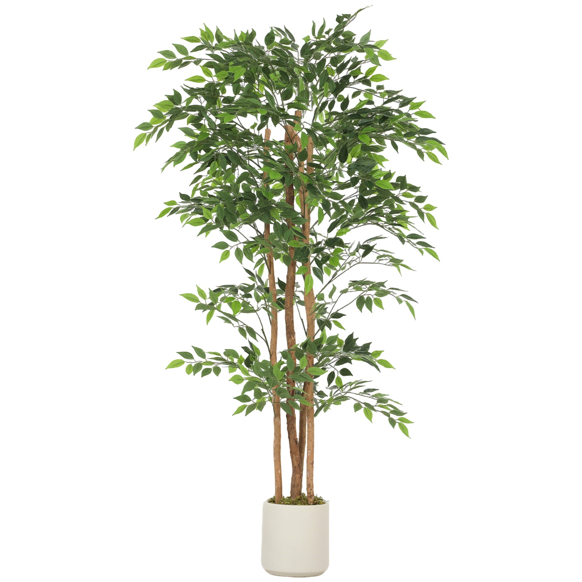 180cm Artificial Ficus Tree with Solid Wood Trunk & Pot, Green Indoor Decor for Living Room or Home Office